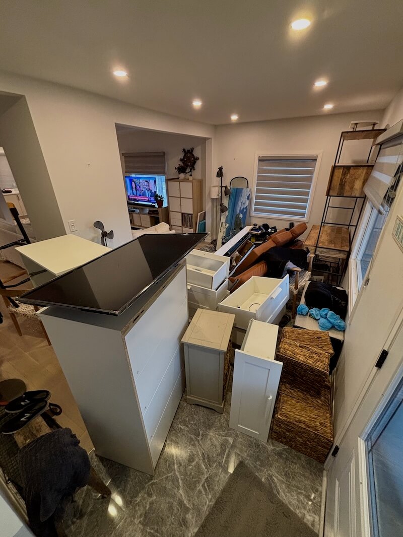 Direct Junk team walking through home doing a junk removal estimate