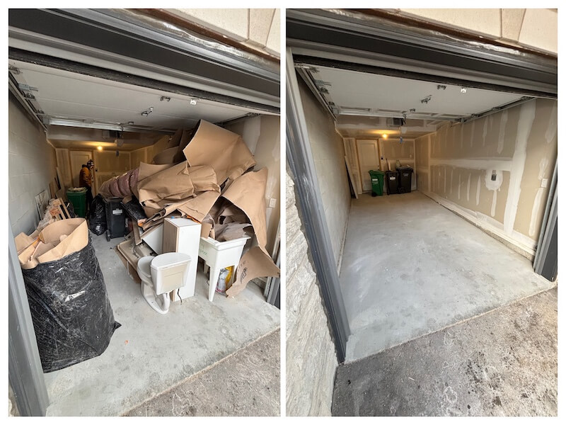 Finished garage cleanout showing cleared space after full cleanout