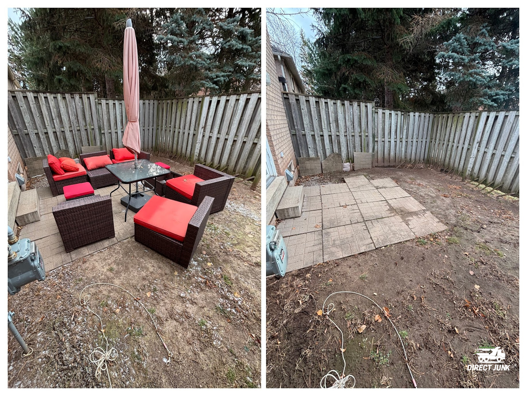 Yard waste removal with branches and outdoor debris