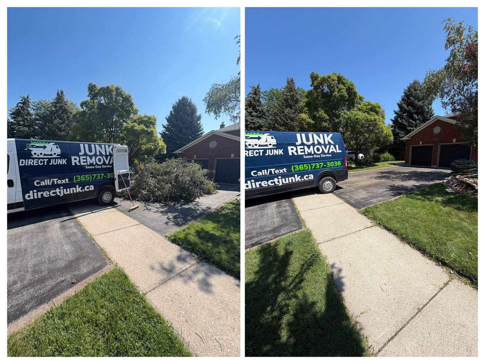 Before and after yard waste removal